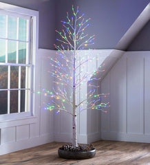 Plow &amp; Hearth Home Accents | Indoor Living Indoor/Outdoor Birch Tree With Warm White And Multicolor Lights