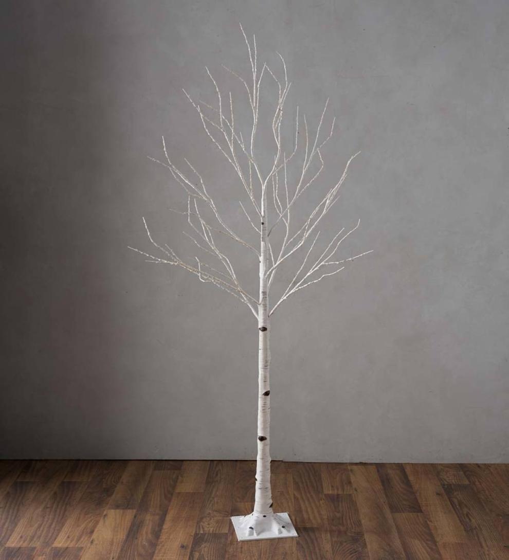 Plow &amp; Hearth Home Accents | Indoor Living Indoor/Outdoor Birch Tree With Warm White Lights
