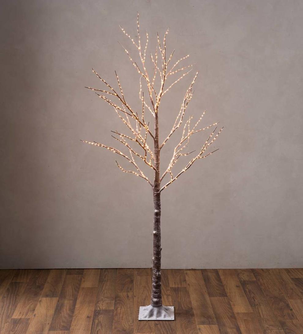 Plow &amp; Hearth Home Accents | Indoor Living Indoor/Outdoor Birch Tree With Warm White Lights