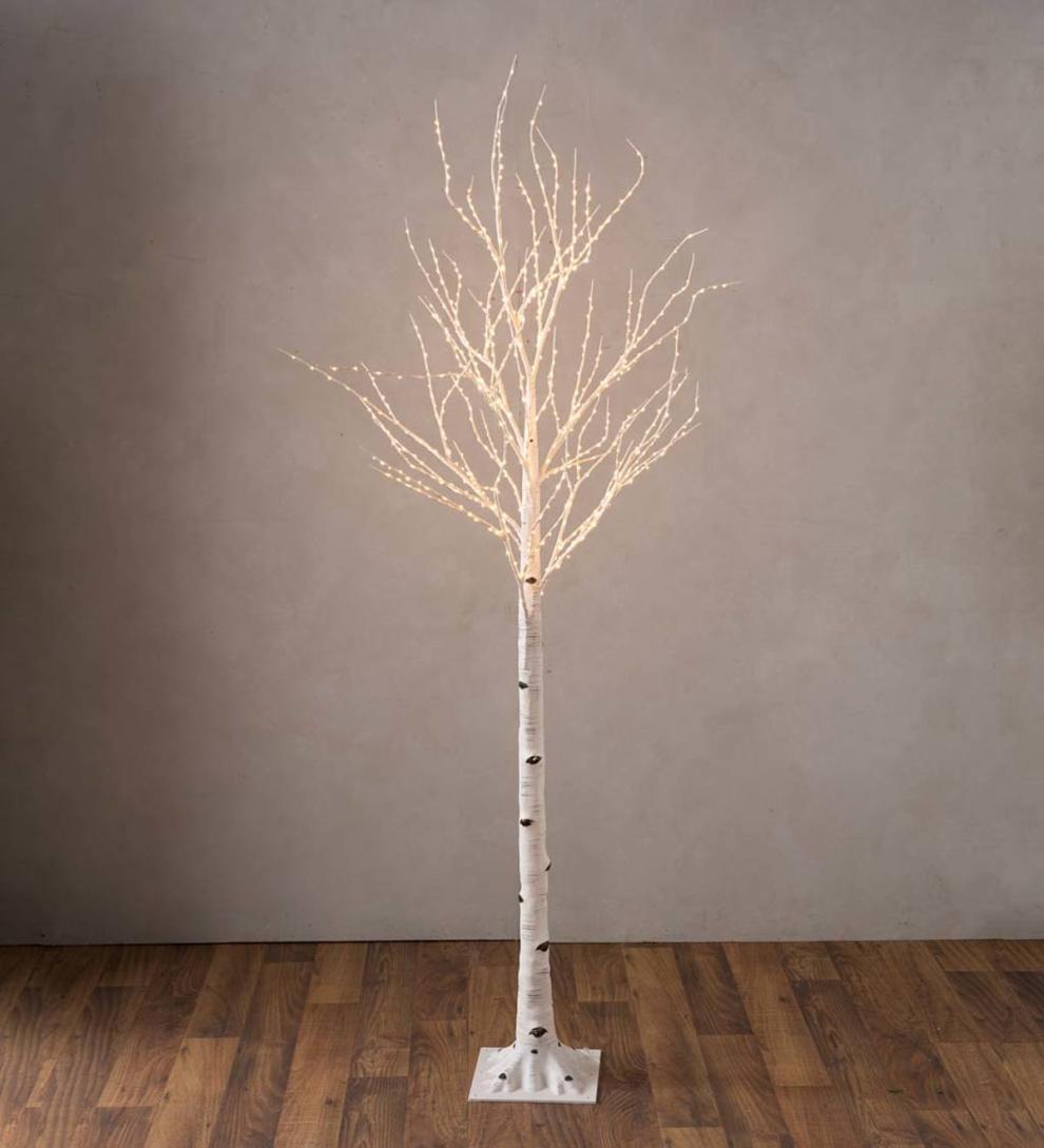 Plow &amp; Hearth Home Accents | Indoor Living Indoor/Outdoor Birch Tree With Warm White Lights