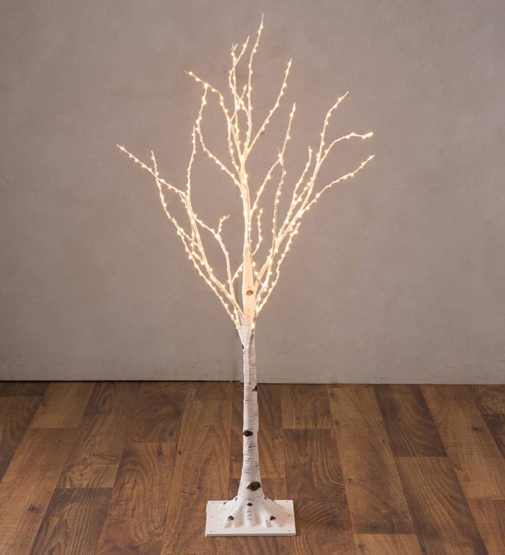 Plow &amp; Hearth Home Accents | Indoor Living Indoor/Outdoor Birch Tree With Warm White Lights