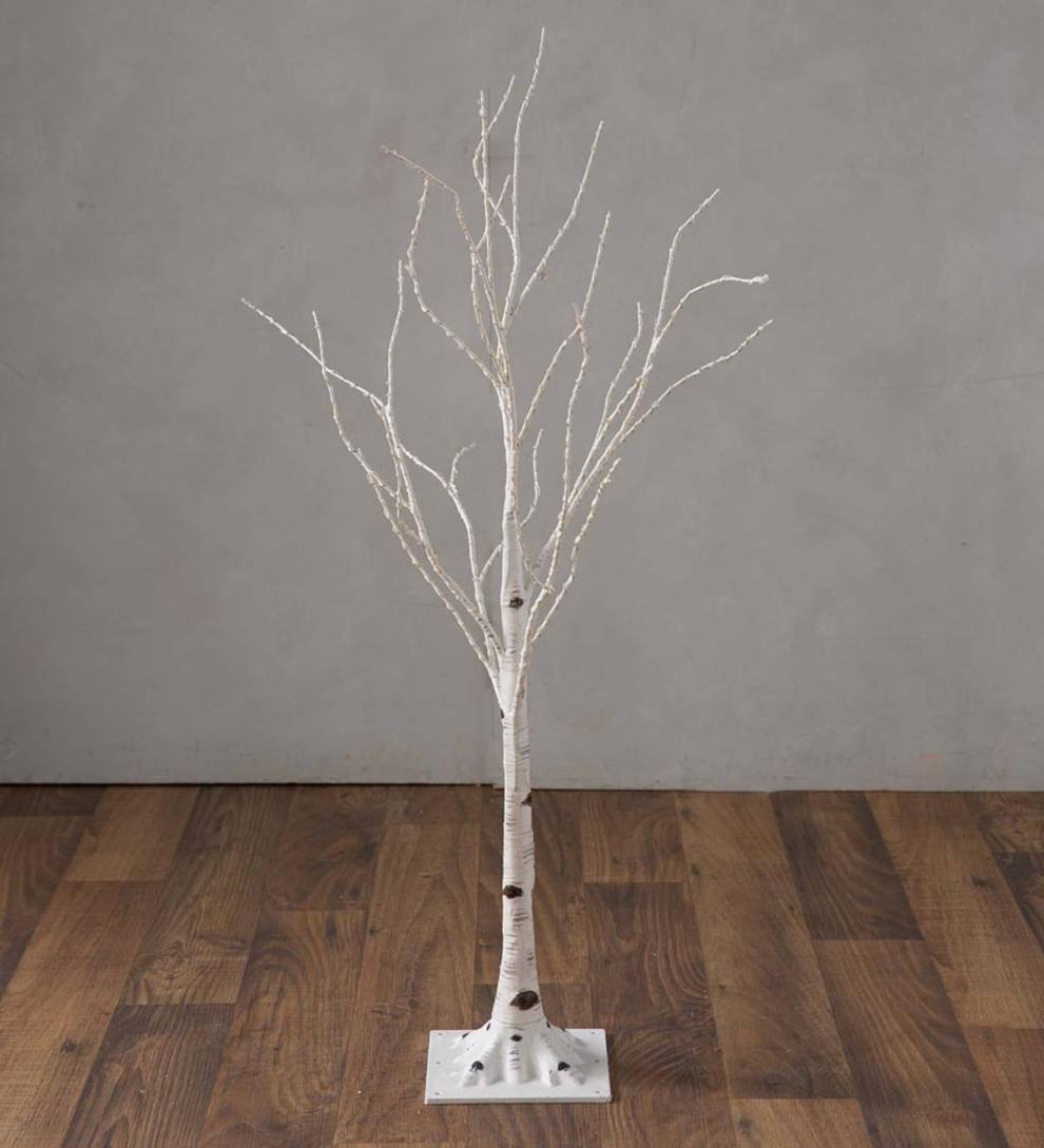 Plow &amp; Hearth Home Accents | Indoor Living Indoor/Outdoor Birch Tree With Warm White Lights