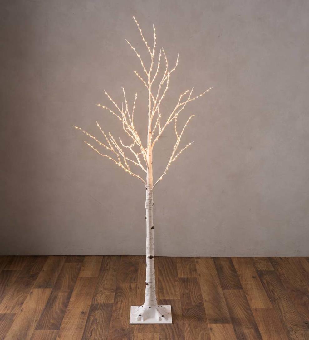 Plow &amp; Hearth Home Accents | Indoor Living Indoor/Outdoor Birch Tree With Warm White Lights