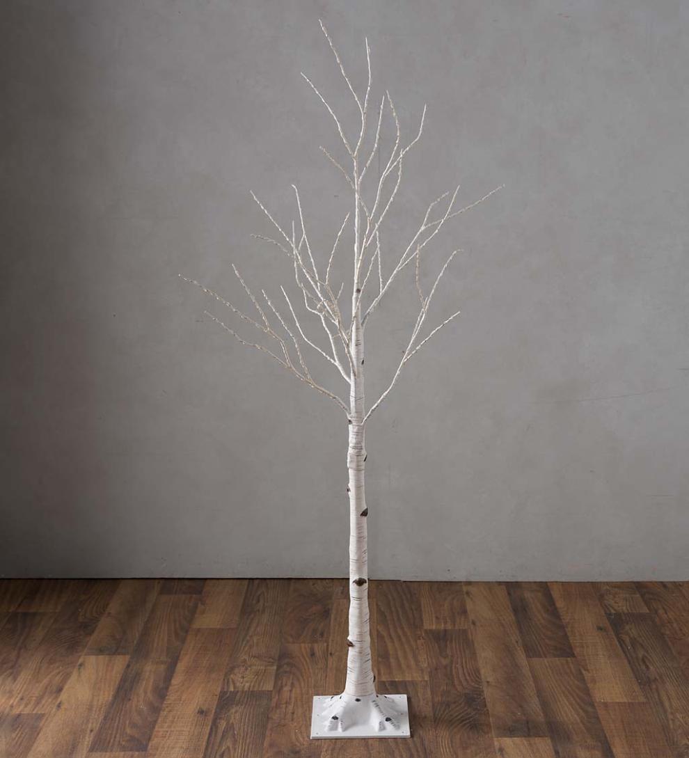 Plow &amp; Hearth Home Accents | Indoor Living Indoor/Outdoor Birch Tree With Warm White Lights