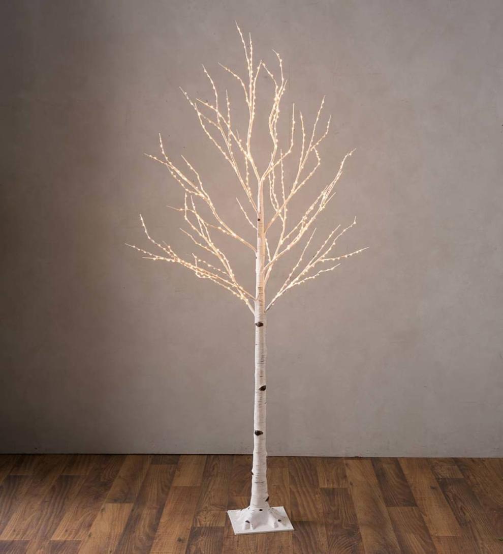 Plow &amp; Hearth Home Accents | Indoor Living Indoor/Outdoor Birch Tree With Warm White Lights