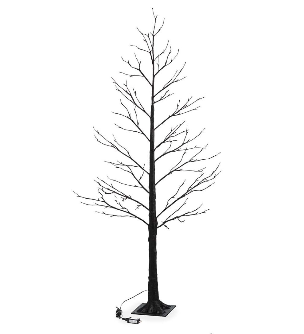 Plow &amp; Hearth Home Accents | Indoor Living Indoor/Outdoor Electric Lighted Halloween Black Tree With Orange Leds