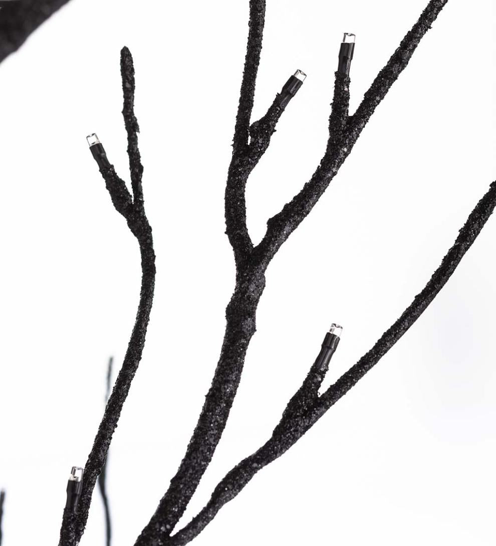 Plow &amp; Hearth Home Accents | Indoor Living Indoor/Outdoor Electric Lighted Halloween Black Tree With Orange Leds