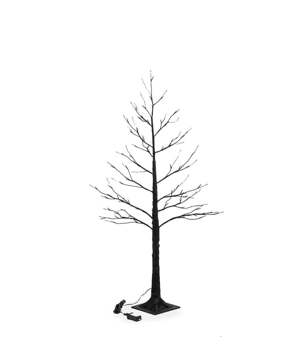 Plow &amp; Hearth Home Accents | Indoor Living Indoor/Outdoor Electric Lighted Halloween Black Tree With Orange Leds