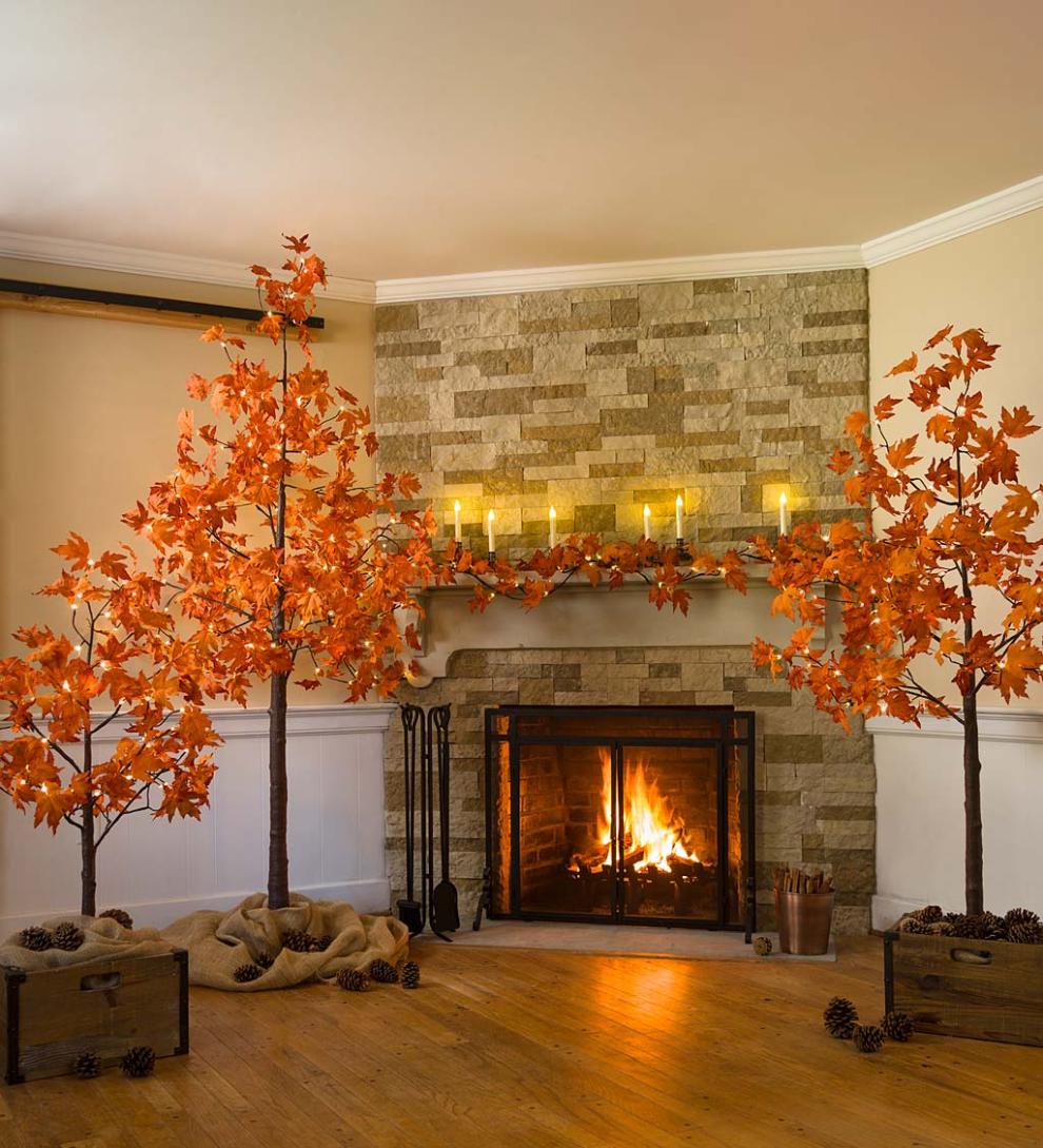 Plow &amp; Hearth Home Accents | Indoor Living Indoor/Outdoor Electric Lighted Maple Trees