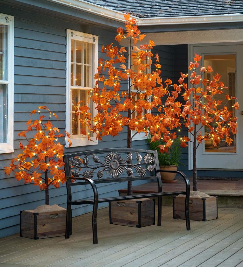Plow &amp; Hearth Home Accents | Indoor Living Indoor/Outdoor Electric Lighted Maple Trees