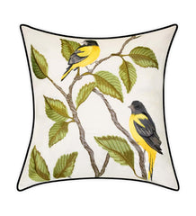 Plow &amp; Hearth Home Accents | Indoor Living Indoor/Outdoor Embroidered Birds Throw Pillow - Yellow