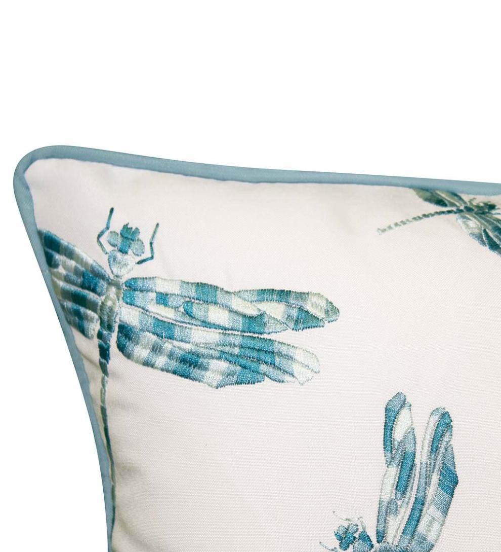 Plow &amp; Hearth Home Accents | Indoor Living Indoor/Outdoor Embroidered Dragonfly Lumbar Pillow - Black