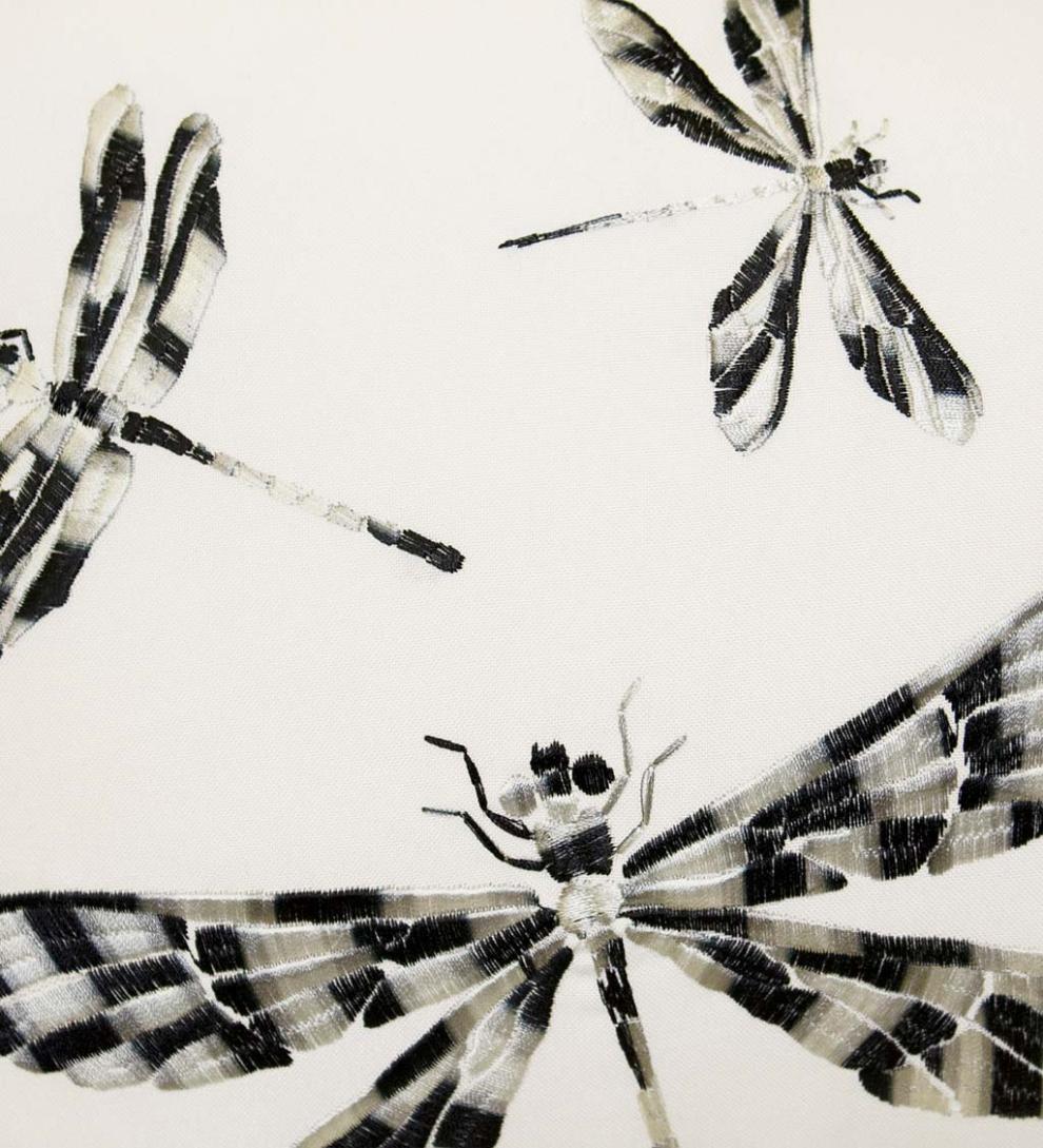 Plow &amp; Hearth Home Accents | Indoor Living Indoor/Outdoor Embroidered Dragonfly Lumbar Pillow - Black