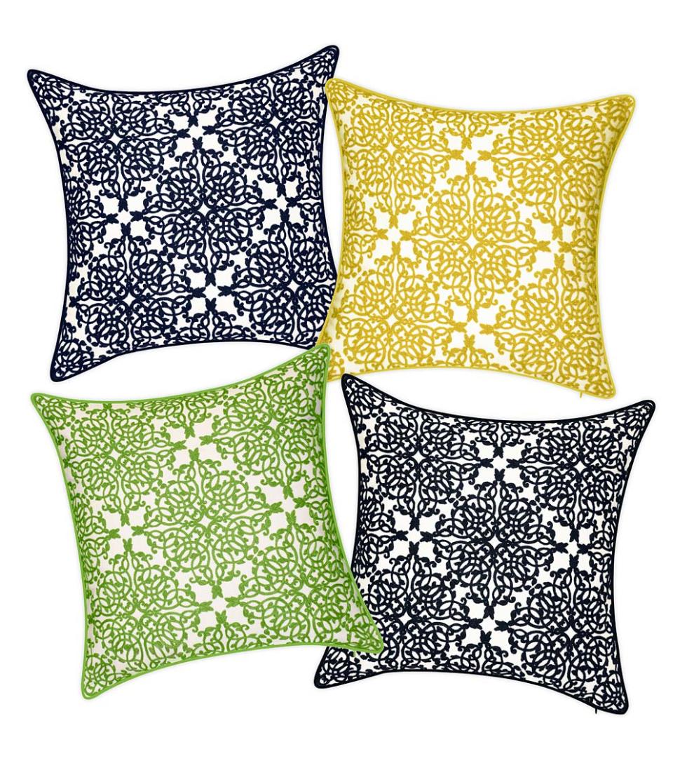 Plow &amp; Hearth Home Accents | Indoor Living Indoor/Outdoor Embroidered Lacework Throw Pillow - Black