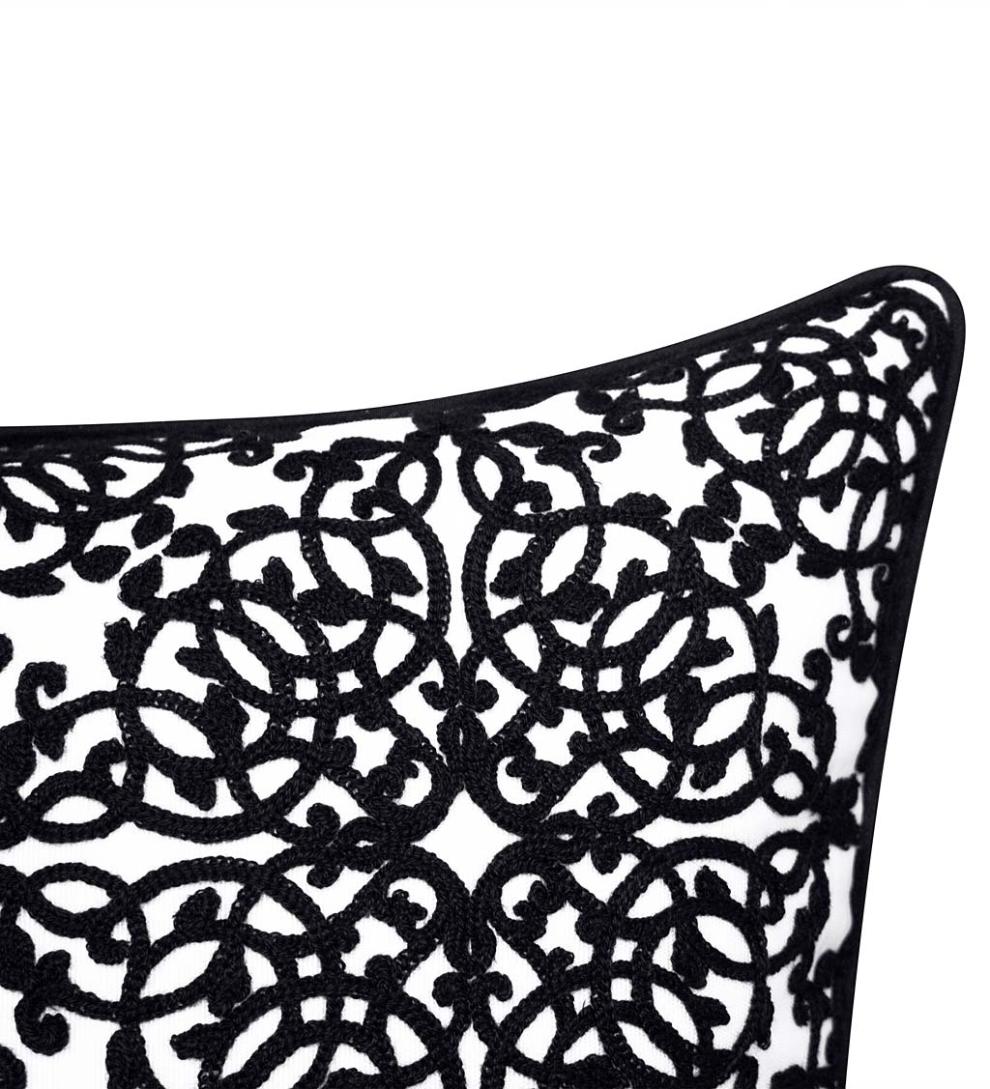 Plow &amp; Hearth Home Accents | Indoor Living Indoor/Outdoor Embroidered Lacework Throw Pillow - Black