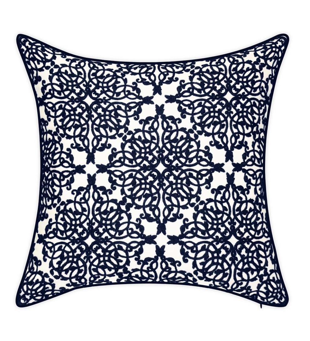 Plow &amp; Hearth Home Accents | Indoor Living Indoor/Outdoor Embroidered Lacework Throw Pillow - Black