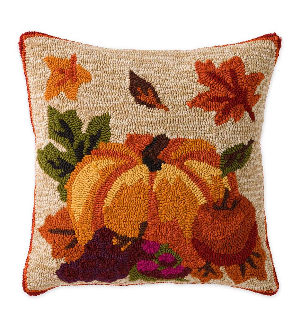 Plow &amp; Hearth Home Accents | Indoor Living Indoor/Outdoor Fall Bounty Hand Hooked Polypropylene Throw Pillow
