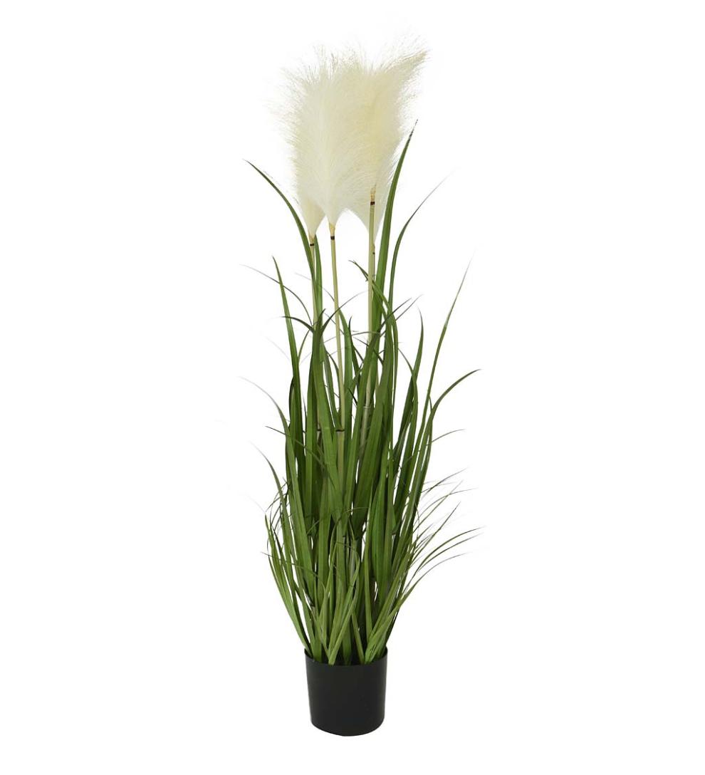 Plow &amp; Hearth Home Accents | Indoor Living Indoor/Outdoor Faux Pampas Grass Potted Plant