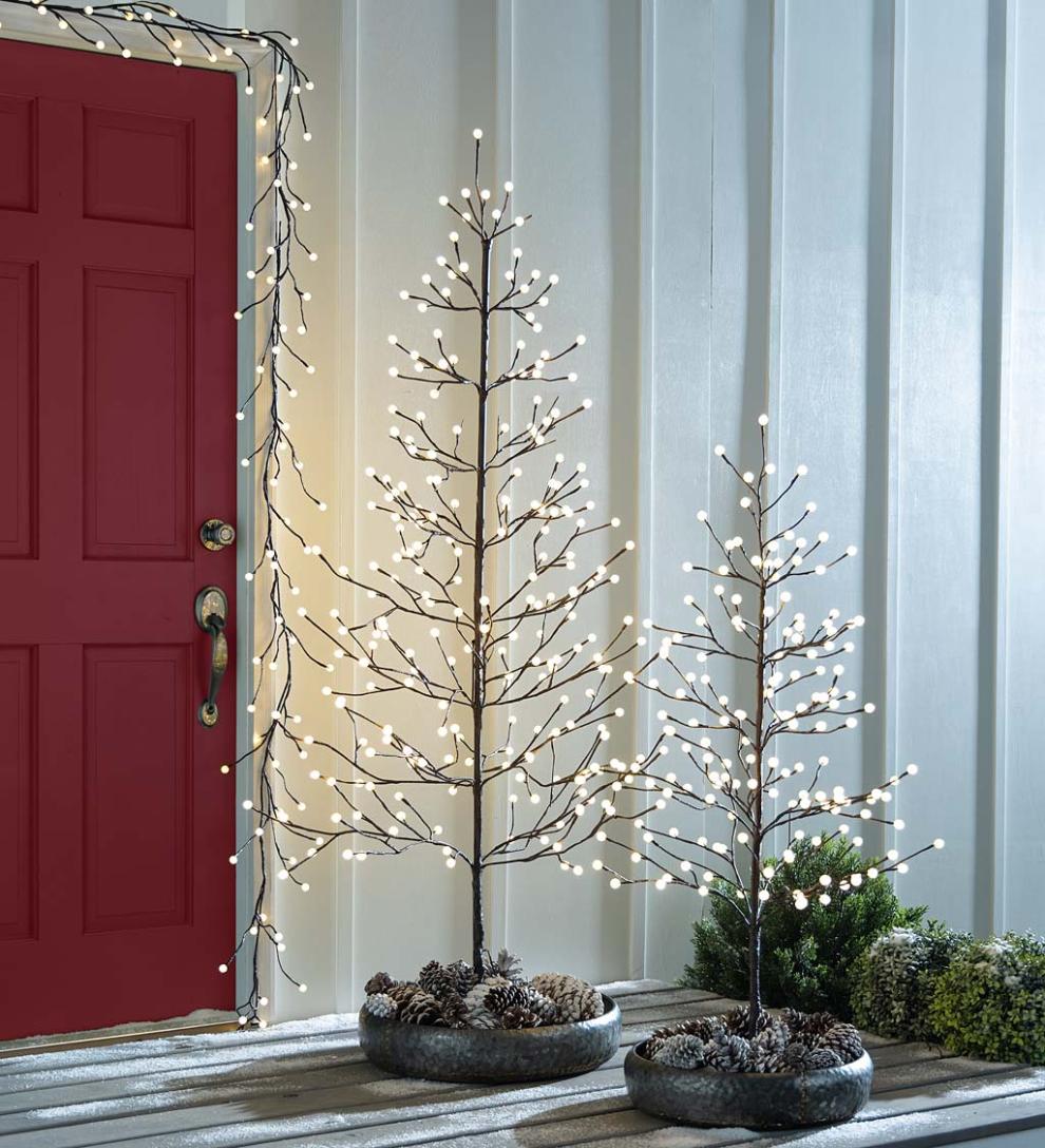 Plow &amp; Hearth Home Accents | Indoor Living Indoor/Outdoor Globe Lighted Branch Garland With 48 Lights