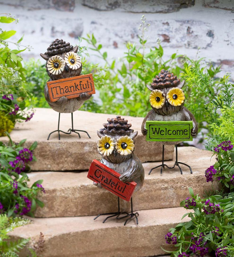 Plow &amp; Hearth Home Accents | Indoor Living Indoor/Outdoor Harvest Owls, Set Of 3