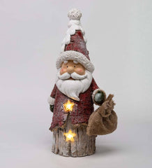Plow &amp; Hearth Home Accents | Indoor Living Indoor/Outdoor Holiday Lighted Woodland Santa Statue