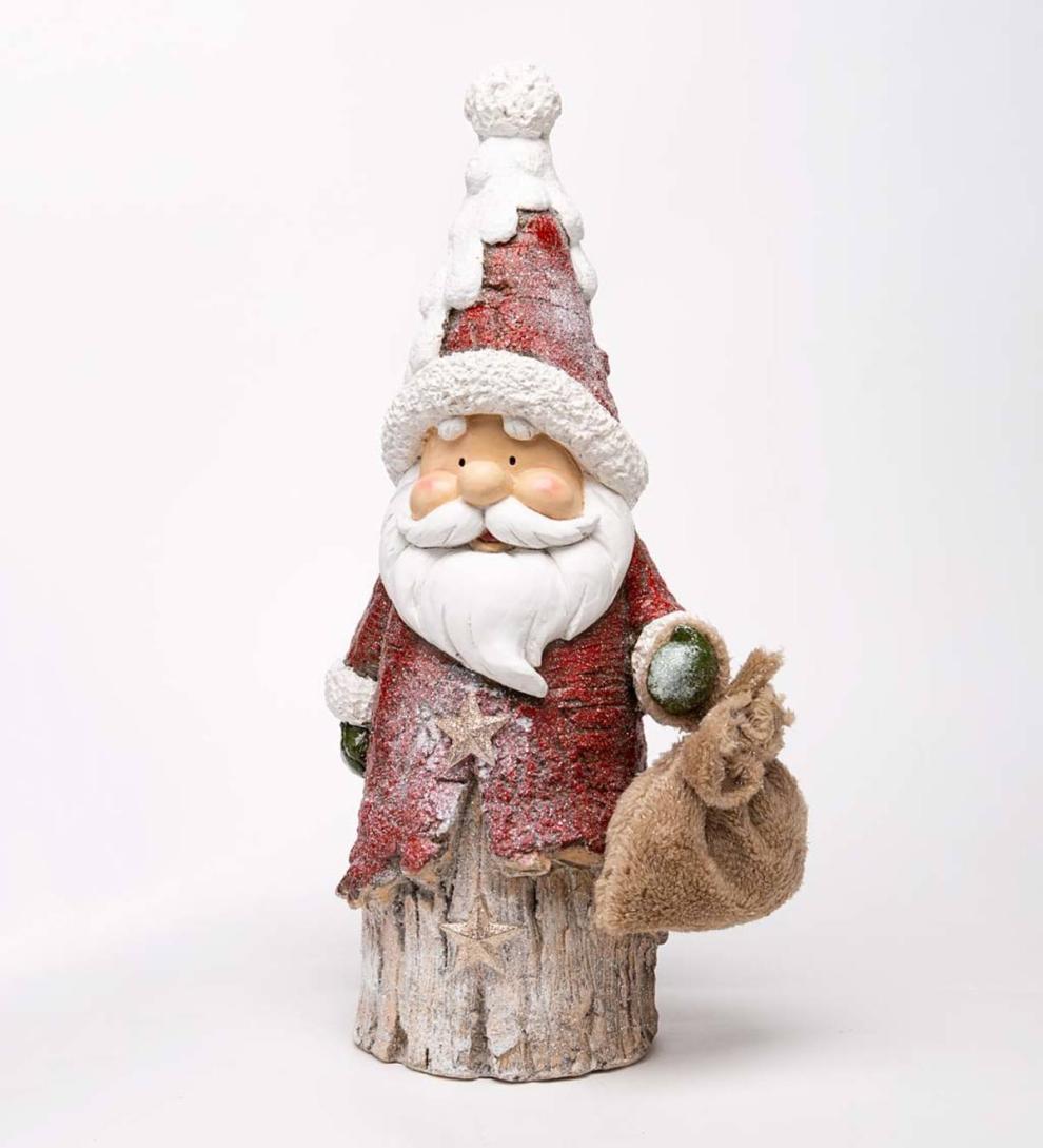 Plow &amp; Hearth Home Accents | Indoor Living Indoor/Outdoor Holiday Lighted Woodland Santa Statue