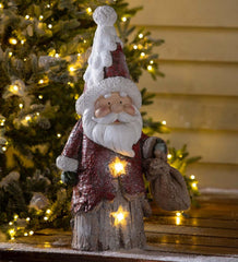 Plow &amp; Hearth Home Accents | Indoor Living Indoor/Outdoor Holiday Lighted Woodland Santa Statue