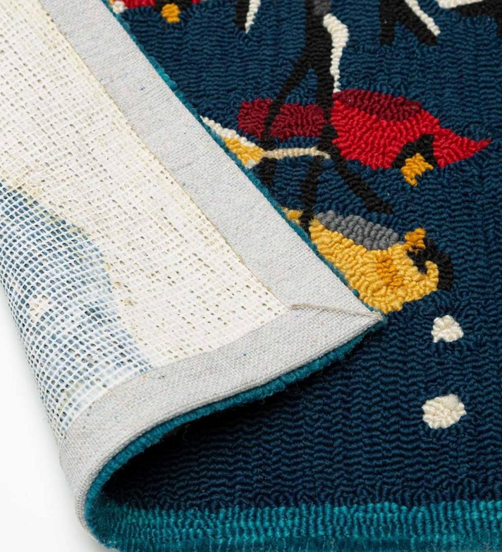 Plow &amp; Hearth Home Accents | Indoor Living Indoor/Outdoor Hooked Snowman With Winter Birds Accent Rug