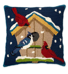 Plow &amp; Hearth Home Accents | Indoor Living Indoor/Outdoor Hooked Winter Birdhouse Throw Pillow