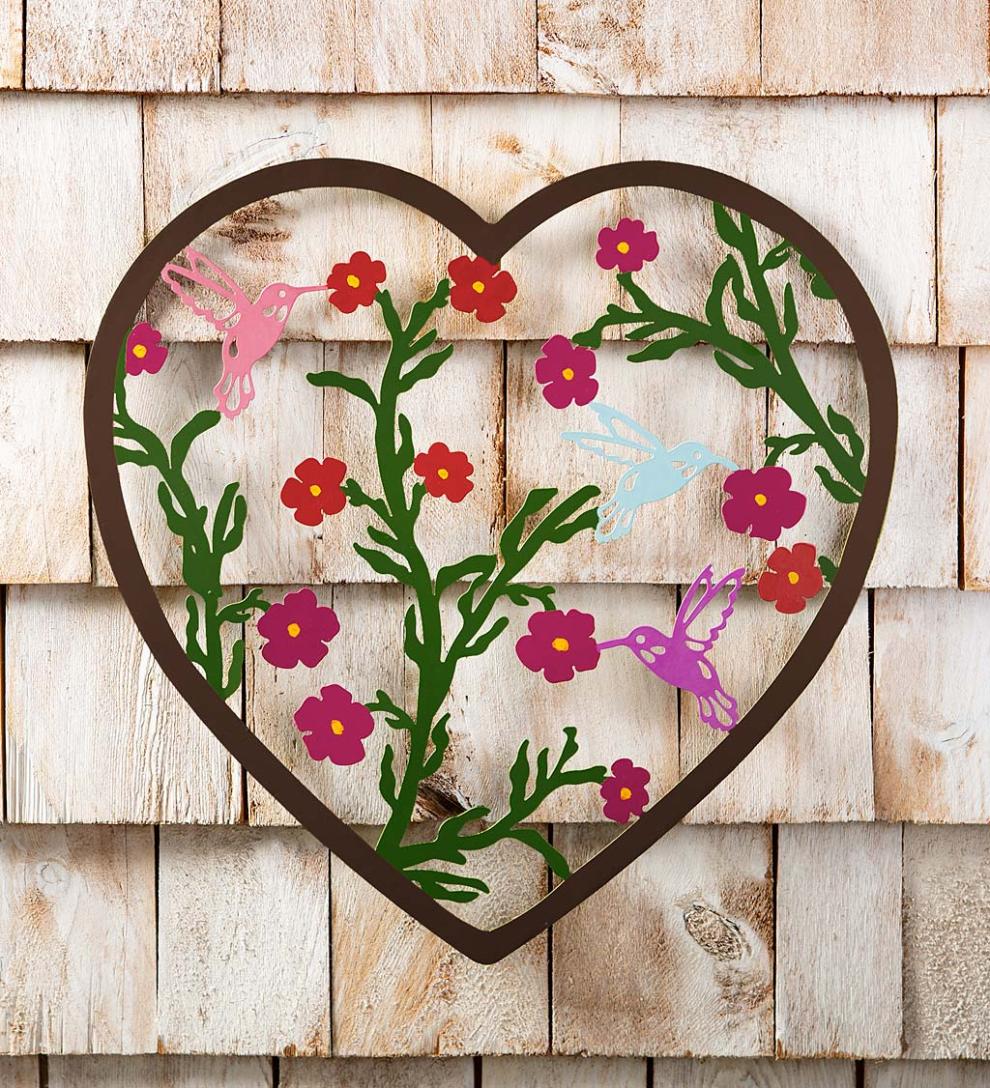 Plow &amp; Hearth Home Accents | Indoor Living Indoor/Outdoor Hummingbird And Heart Wall Art