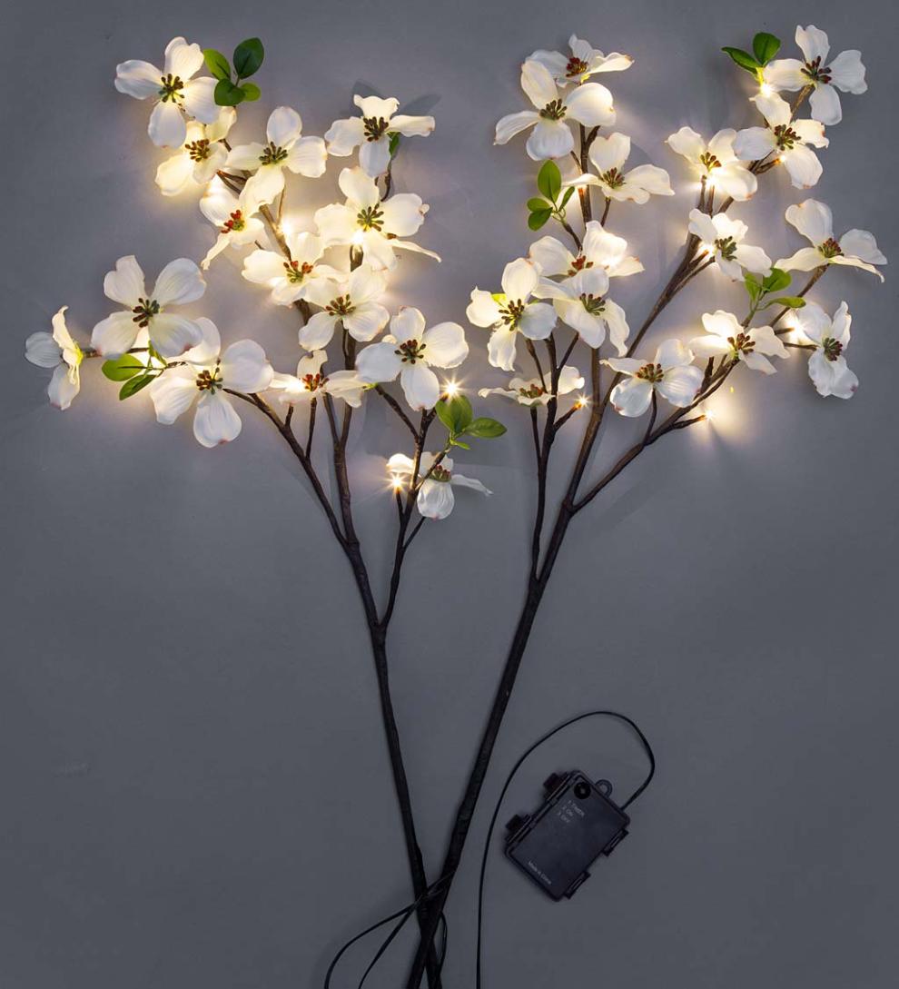 Plow &amp; Hearth Home Accents | Indoor Living Indoor/Outdoor Lighted Dogwood Tree Branches, Set Of 2