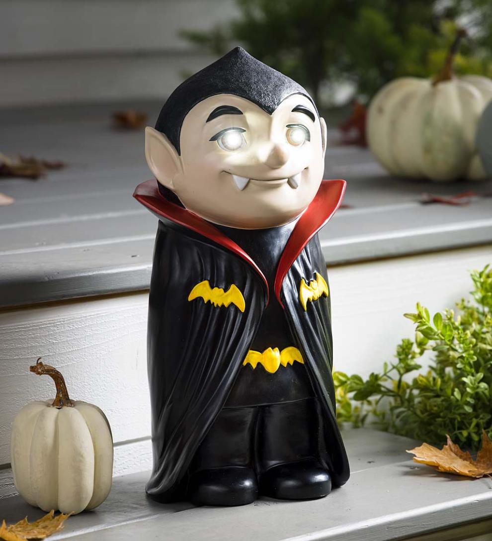 Plow &amp; Hearth Home Accents | Indoor Living Indoor/Outdoor Lighted Dracula Shorty Halloween Statue