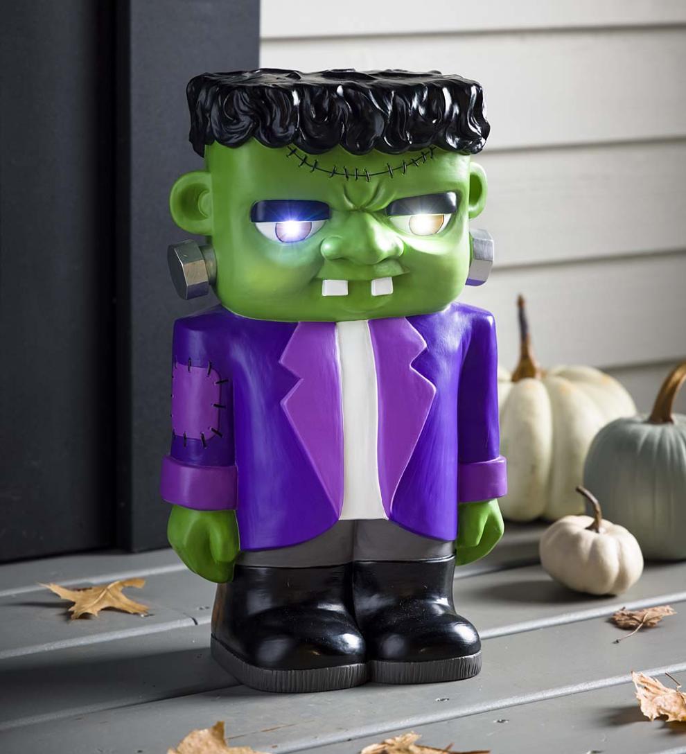 Plow &amp; Hearth Home Accents | Indoor Living Indoor/Outdoor Lighted Frankenstein Monster Shorty Halloween Statue
