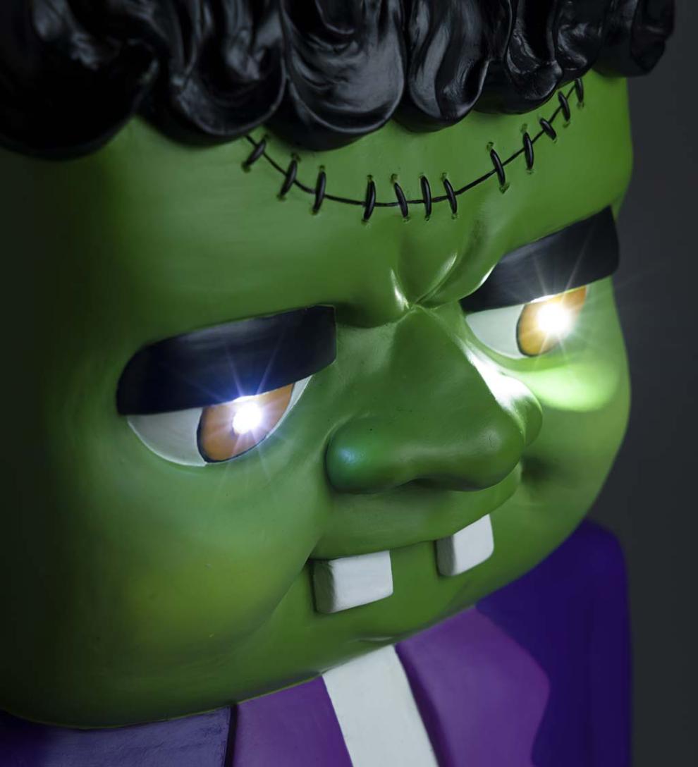 Plow &amp; Hearth Home Accents | Indoor Living Indoor/Outdoor Lighted Frankenstein Monster Shorty Halloween Statue