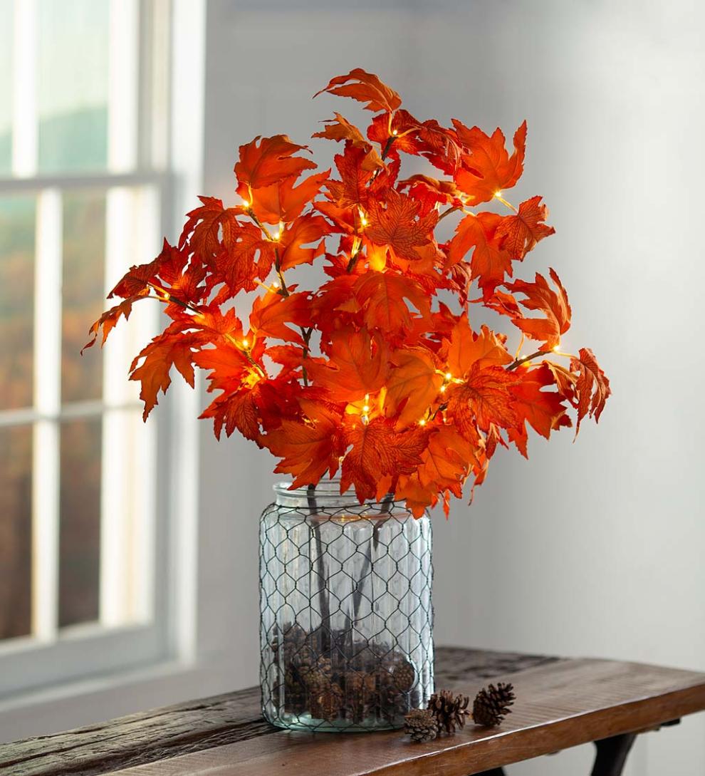 Plow &amp; Hearth Home Accents | Indoor Living Indoor/Outdoor Lighted Maple Tree Branches, Set Of 2