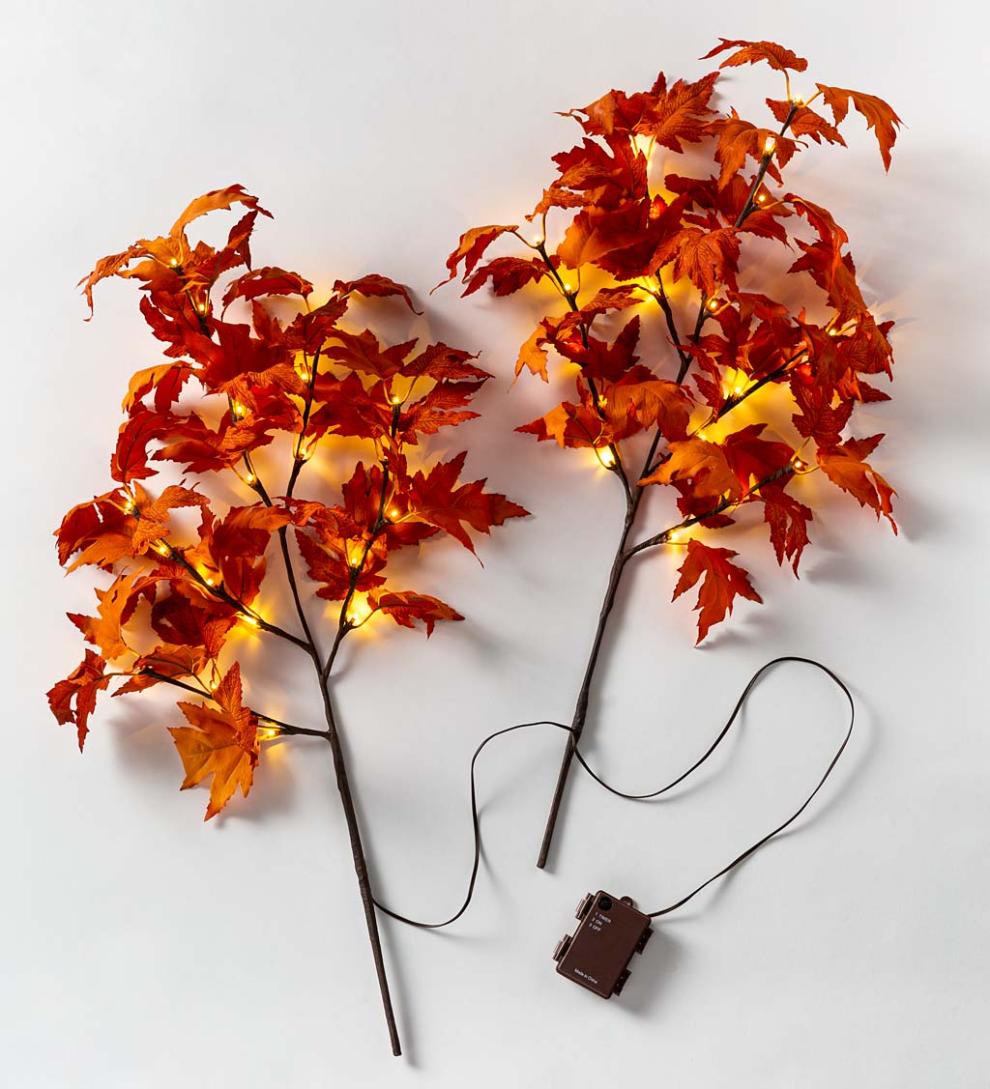 Plow &amp; Hearth Home Accents | Indoor Living Indoor/Outdoor Lighted Maple Tree Branches, Set Of 2