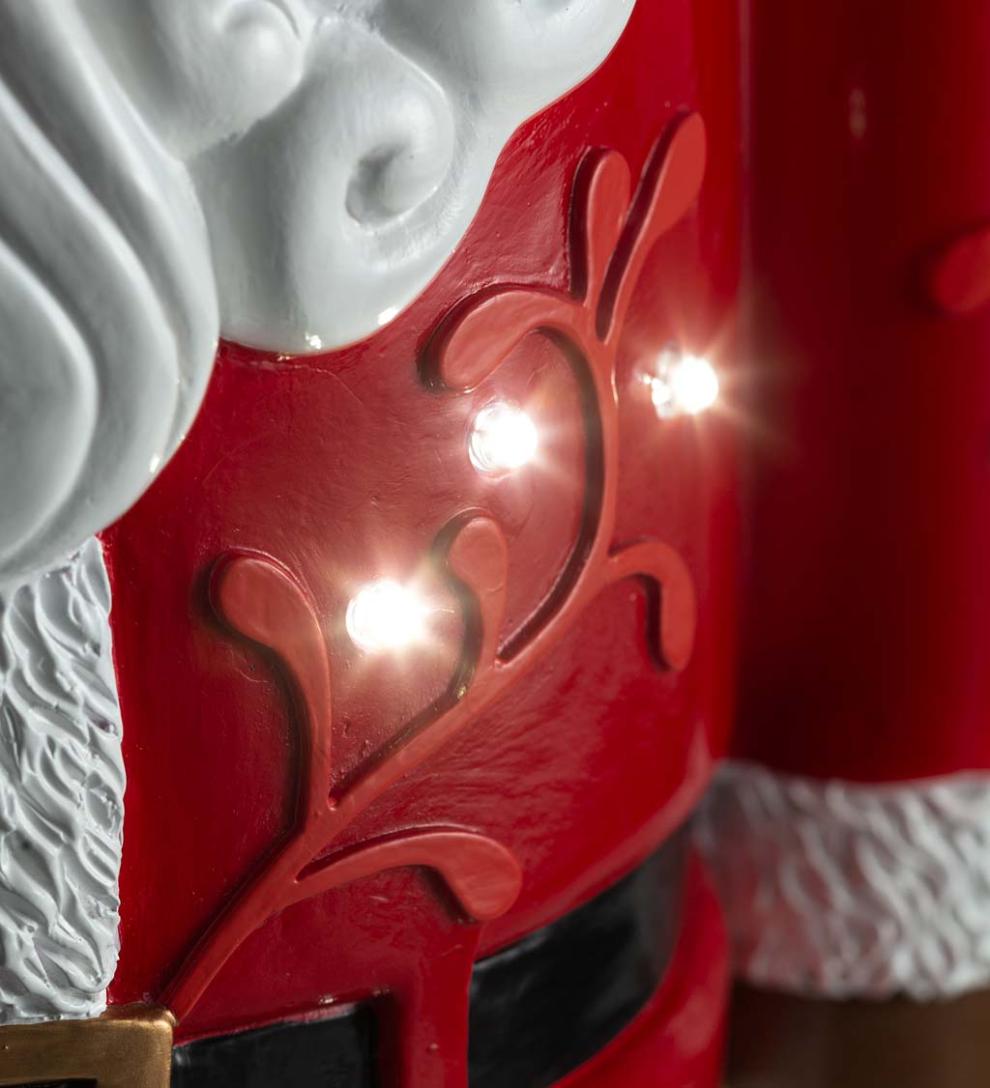 Plow &amp; Hearth Home Accents | Indoor Living Indoor/Outdoor Lighted Santa Claus Shorty Statue - White