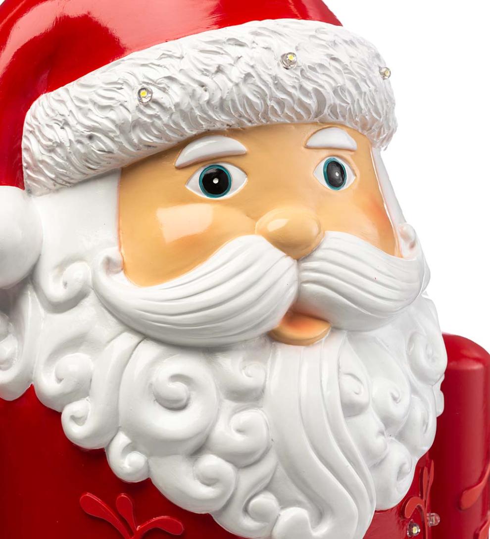 Plow &amp; Hearth Home Accents | Indoor Living Indoor/Outdoor Lighted Santa Claus Shorty Statue - White