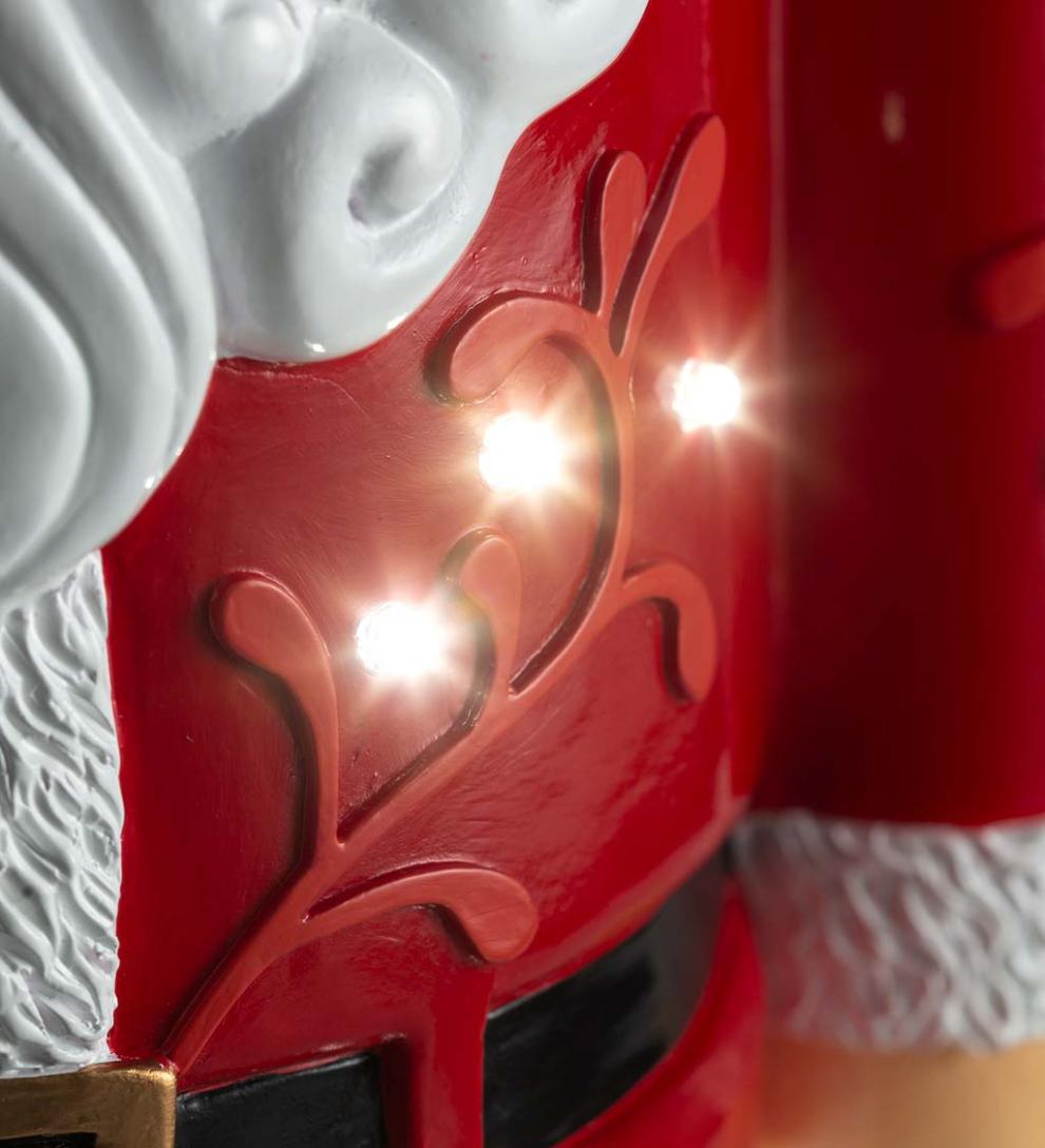 Plow &amp; Hearth Home Accents | Indoor Living Indoor/Outdoor Lighted Santa Claus Shorty Statue - White