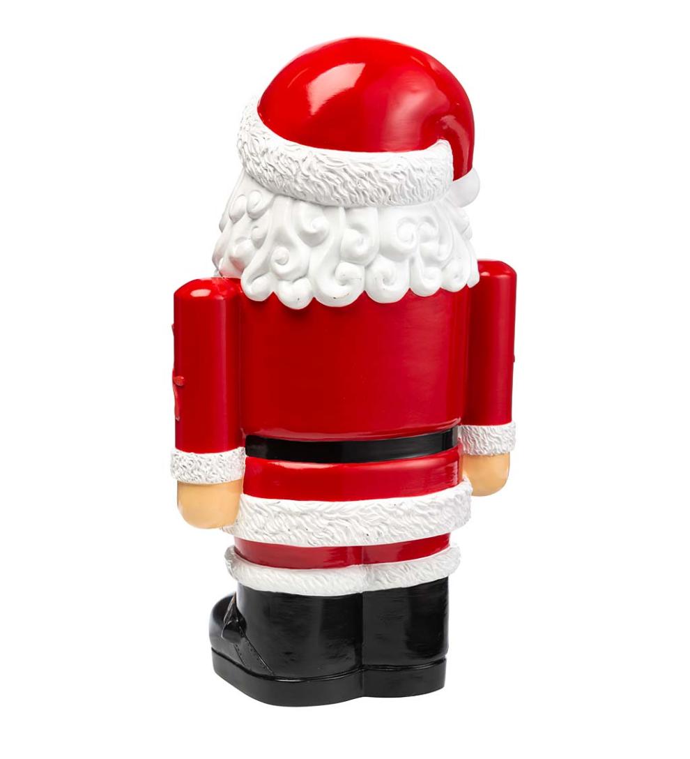 Plow &amp; Hearth Home Accents | Indoor Living Indoor/Outdoor Lighted Santa Claus Shorty Statue - White