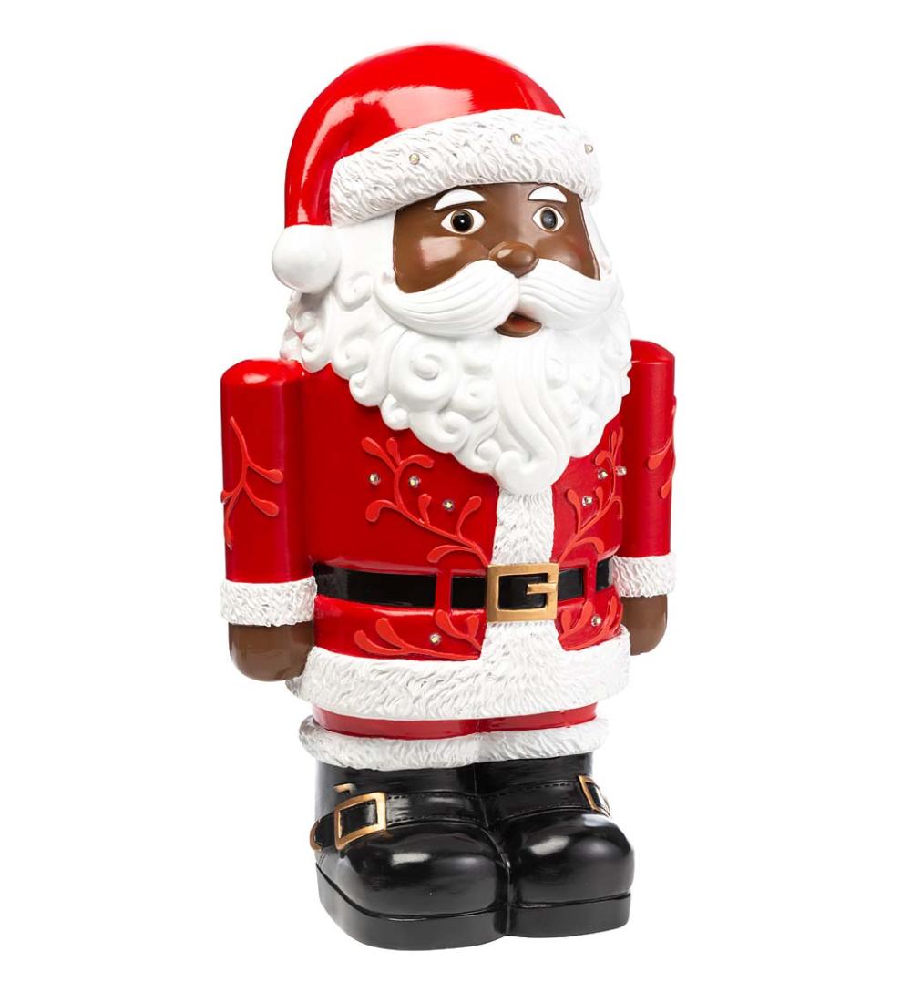 Plow &amp; Hearth Home Accents | Indoor Living Indoor/Outdoor Lighted Santa Claus Shorty Statue - White