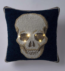 Plow &amp; Hearth Home Accents | Indoor Living Indoor/Outdoor Lighted Skull Halloween Pillow