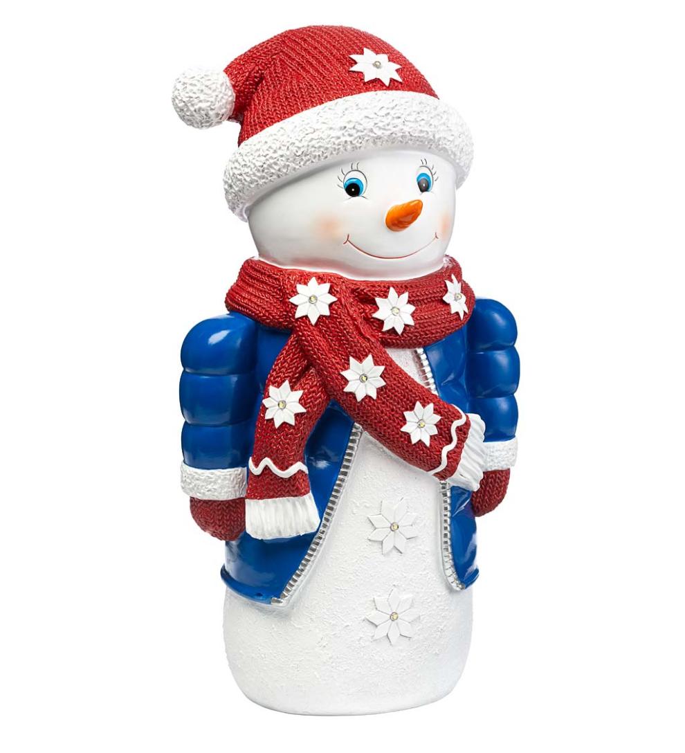 Plow &amp; Hearth Home Accents | Indoor Living Indoor/Outdoor Lighted Snowman Shorty Statue