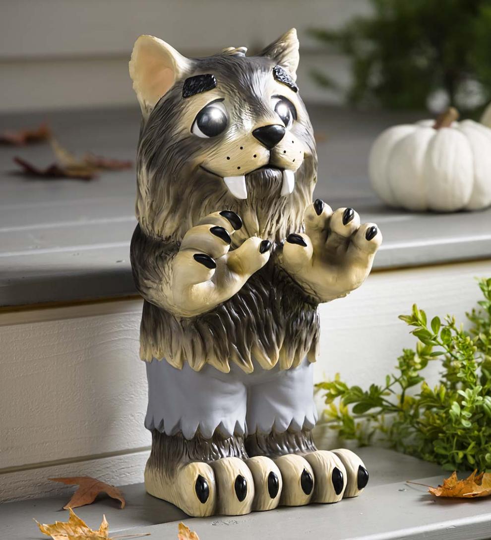 Plow &amp; Hearth Home Accents | Indoor Living Indoor/Outdoor Lighted Werewolf Shorty Halloween Statue