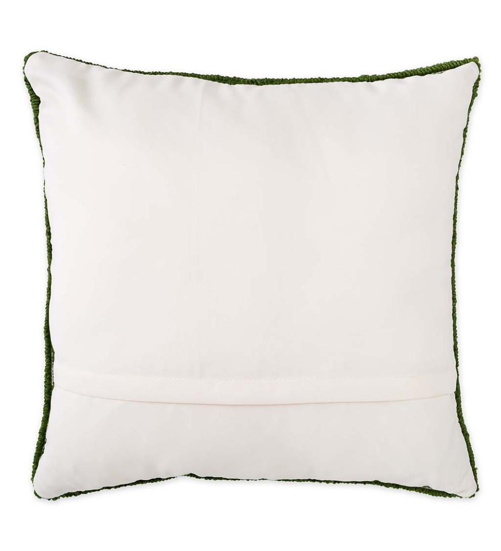 Plow &amp; Hearth Home Accents | Indoor Living Indoor/Outdoor Pink Tulips Hooked Polypropylene Throw Pillow