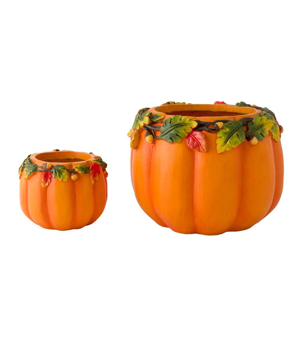 Plow &amp; Hearth Home Accents | Indoor Living Indoor/Outdoor Pumpkin Planters, Set Of 2