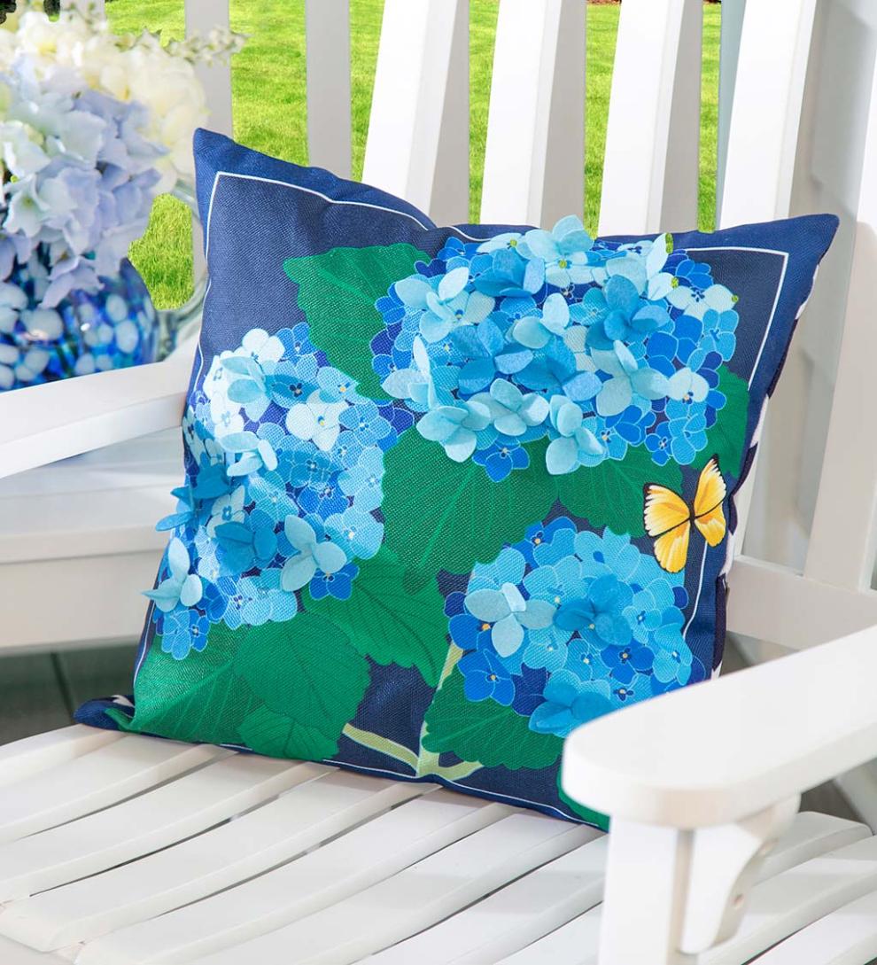 Plow &amp; Hearth Home Accents | Indoor Living Indoor/Outdoor Reversible Hydrangea And Lattice Throw Pillow Replacement Cover