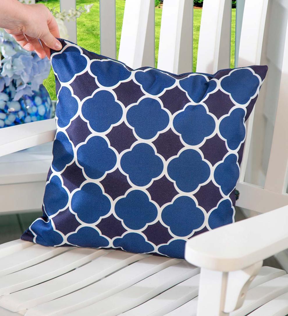 Plow &amp; Hearth Home Accents | Indoor Living Indoor/Outdoor Reversible Hydrangea And Lattice Throw Pillow Replacement Cover