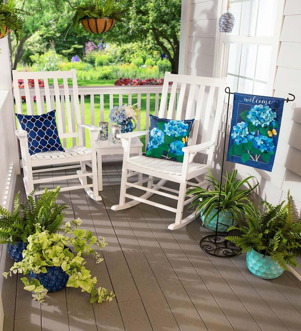 Plow &amp; Hearth Home Accents | Indoor Living Indoor/Outdoor Reversible Hydrangea And Lattice Throw Pillow Replacement Cover