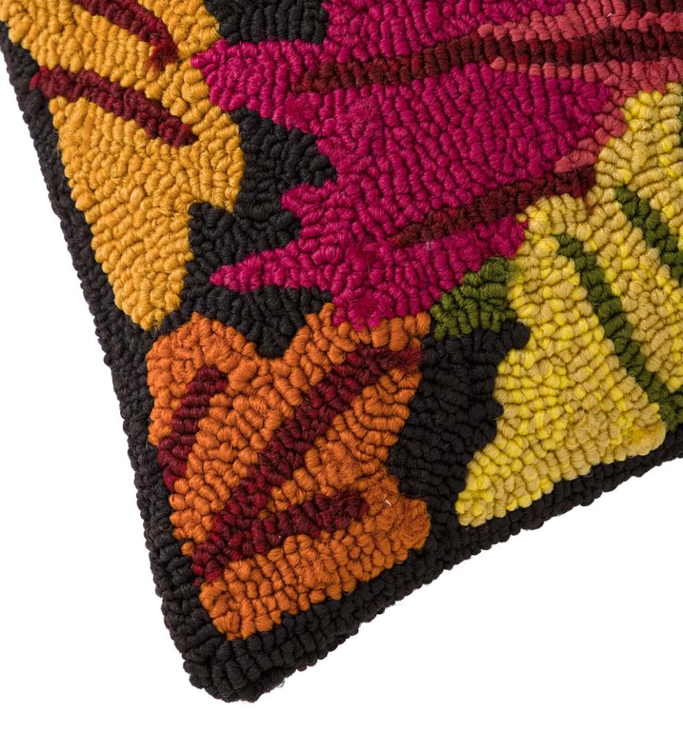 Plow &amp; Hearth Home Accents | Indoor Living Indoor/Outdoor Scattered Leaves Hand Hooked Polypropylene Throw Pillow